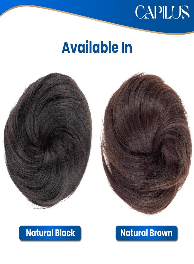 Capilus Clip In Hair Buns - Natural Human Hair Messy Juda Bun Hair Extension - Indian made Donut Scrunchies (Natural Black) - Image 3