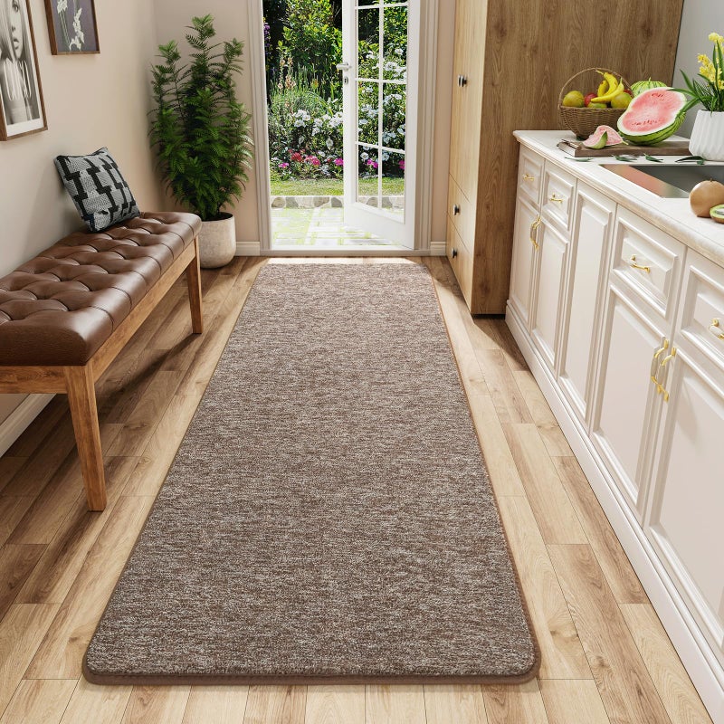 AROGAN Washable 2x6 Runner Rug for Hallway, Long Runner Rugs wtih Soft Memory Foam for Bedroom, Non Slip Backing Carpet Runners for Hallways, Kitchen, Bathroom, Entryway Home Decor, Matte Brown - Image 1