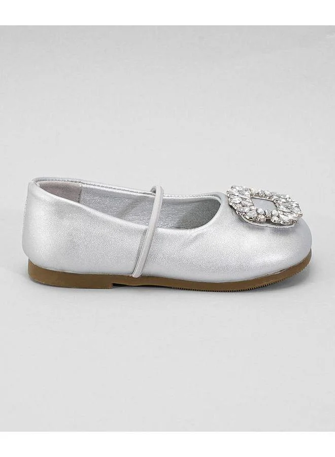 Mark & Mia Mark & Mia Rhinestones Embellished Elastic Strap Closure Ballerinas - Silver