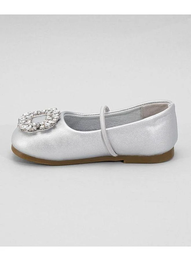 Mark & Mia Mark & Mia Rhinestones Embellished Elastic Strap Closure Ballerinas - Silver