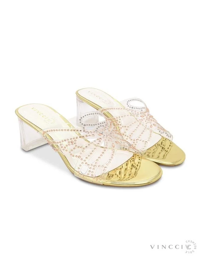 Vincci GOLD Multi Strap High Heel Sandals for Women | Best Price UAE