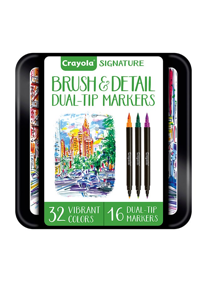 Crayola ماركرز مزدوجة الطرف بتوقيع الفرشاة والتفاصيل، 16 قطعة - Image 2