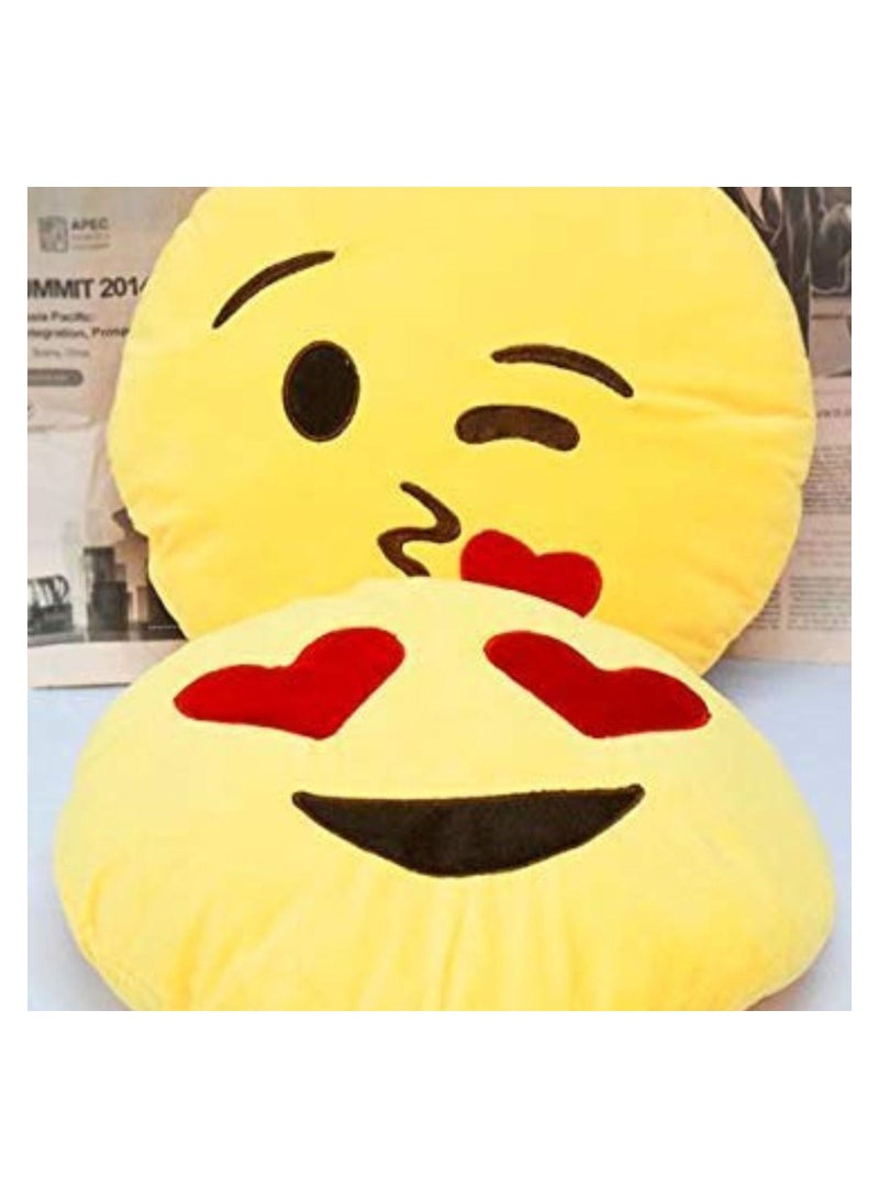Plush Cushion Pillow Emoji Yellow Set of 2 - Image 2