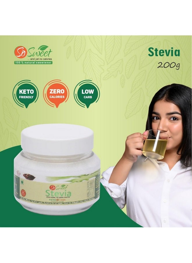 So Sweet So Sweet Stevia Powder Sugar Free Zero Calorie Natural Sweetener -2000g (Pack of 10) 200gm Each  - Image 5
