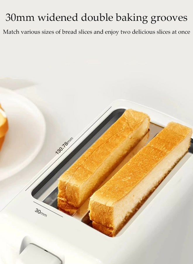 DUNISO Toaster, Breakfast Machine, 220V, Double Sided Heating, 6 Toasting Settings, Defrost, Reheat And Cancel Functions, Wide Slots, Dual Independent Toasting Settings, Removable Crumb Tray, Stainless Steel, White  - Image 4