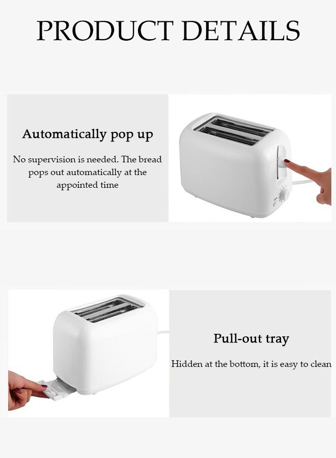 DUNISO Toaster, Breakfast Machine, 220V, Double Sided Heating, 6 Toasting Settings, Defrost, Reheat And Cancel Functions, Wide Slots, Dual Independent Toasting Settings, Removable Crumb Tray, Stainless Steel, White  - Image 3