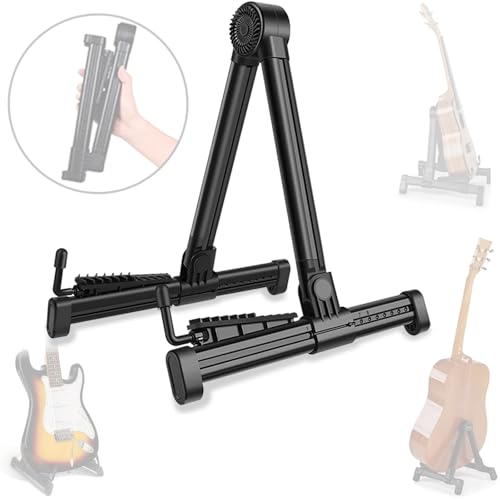 UPELLA Guitar Stands, ABS Plastic Lightweight Strong A-Frame Guitar Floor Stand, Guitar Rack Foldable Guitars Holder for Bass, Banjo, Cello, Mandolin, Guitar Accessories (Black) - Image 2