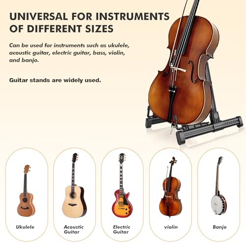 UPELLA Guitar Stands, ABS Plastic Lightweight Strong A-Frame Guitar Floor Stand, Guitar Rack Foldable Guitars Holder for Bass, Banjo, Cello, Mandolin, Guitar Accessories (Black) - Image 4