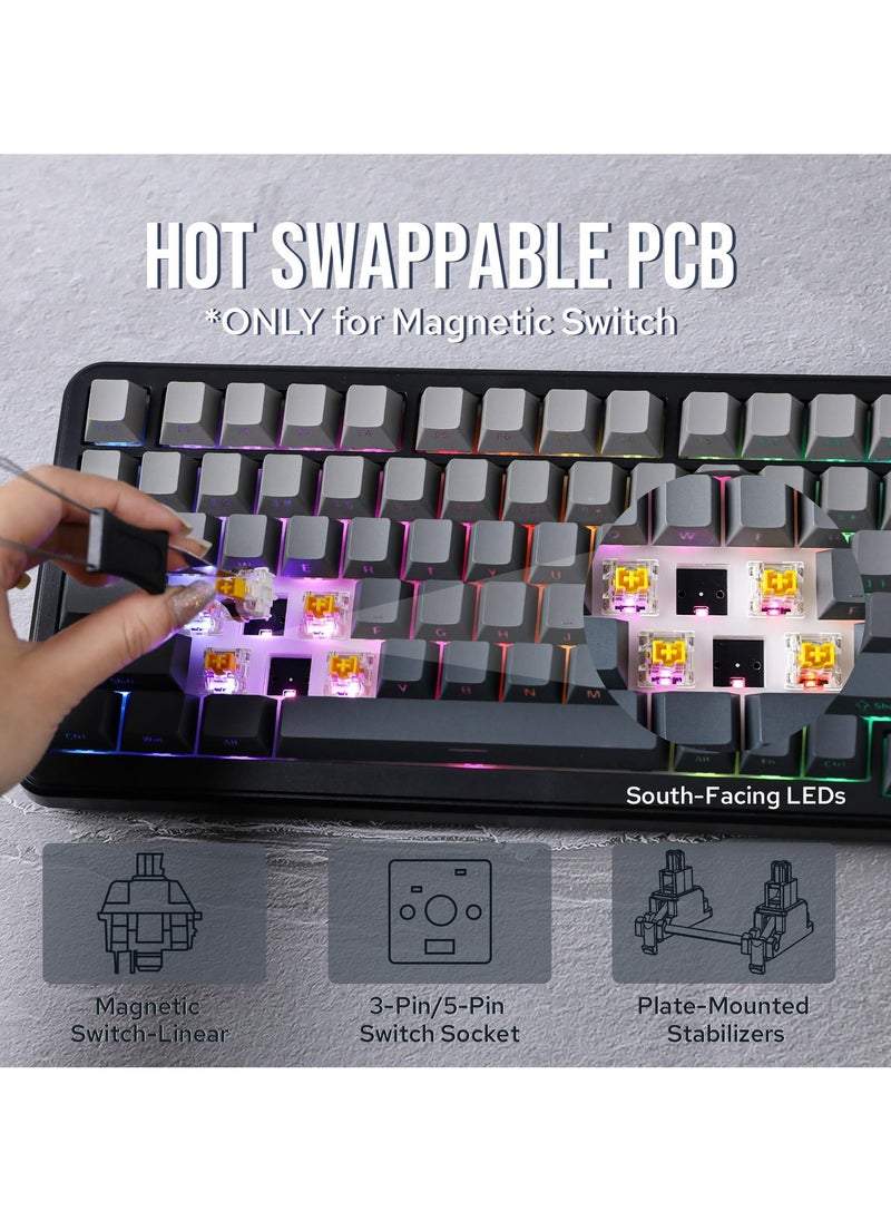 AK820 MAX Gasket Mount Wireless Mechanical Keyboard BT5.0/2.4GHz/USB-C Gaming Keyboard 5 Layer Pad Flex-cut PCB FR4 Plate with RGB Backlight for Win/Mac