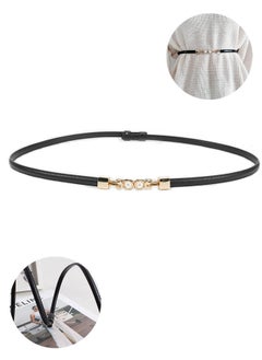 Fazza Women Waist Belt,  Narrow Anti-break, Adjustable, Faux Pearl, Stretchy Belts, Women Dresses Fashion Thin Belts, Black  - Image 1