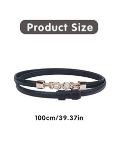 Fazza Women Waist Belt,  Narrow Anti-break, Adjustable, Faux Pearl, Stretchy Belts, Women Dresses Fashion Thin Belts, Black  - Image 2
