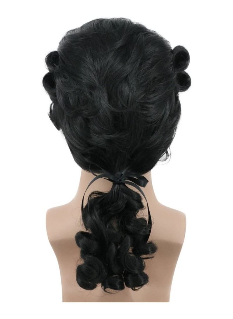 Estelle Colonial Man Long Curly Costume Anime Cosplay Wig Black - Image 4