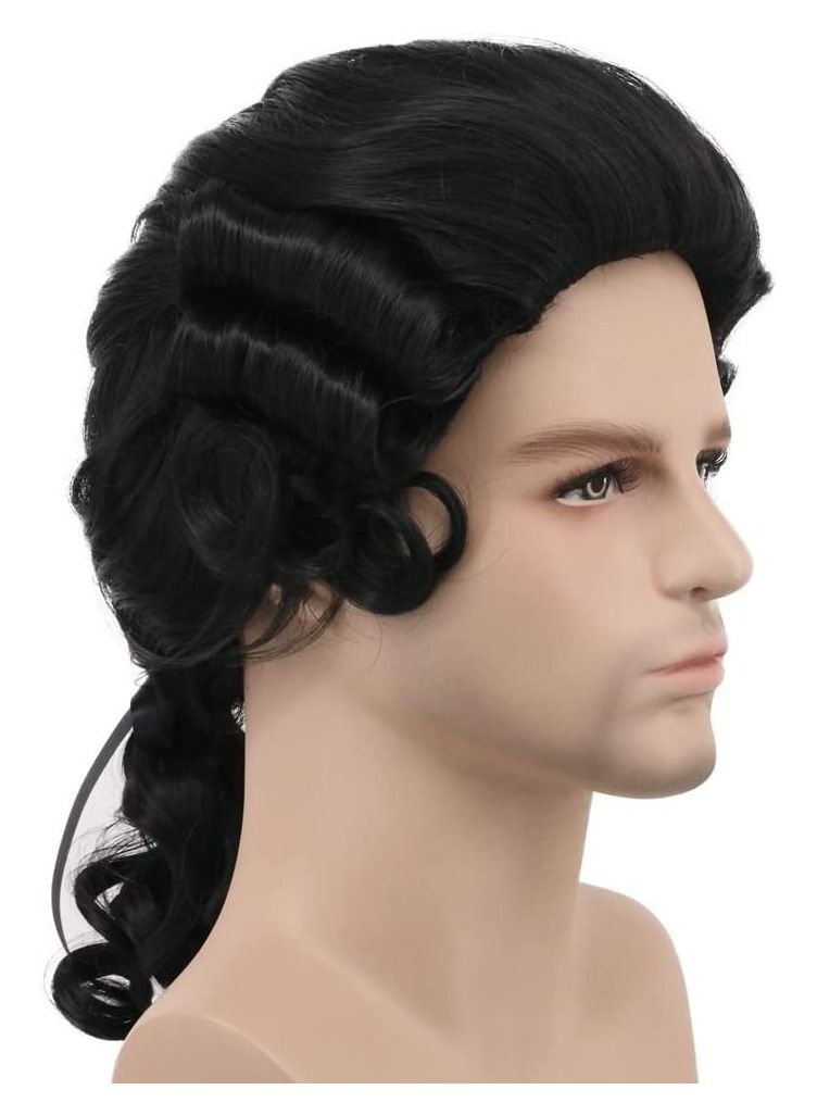 Estelle Colonial Man Long Curly Costume Anime Cosplay Wig Black - Image 3