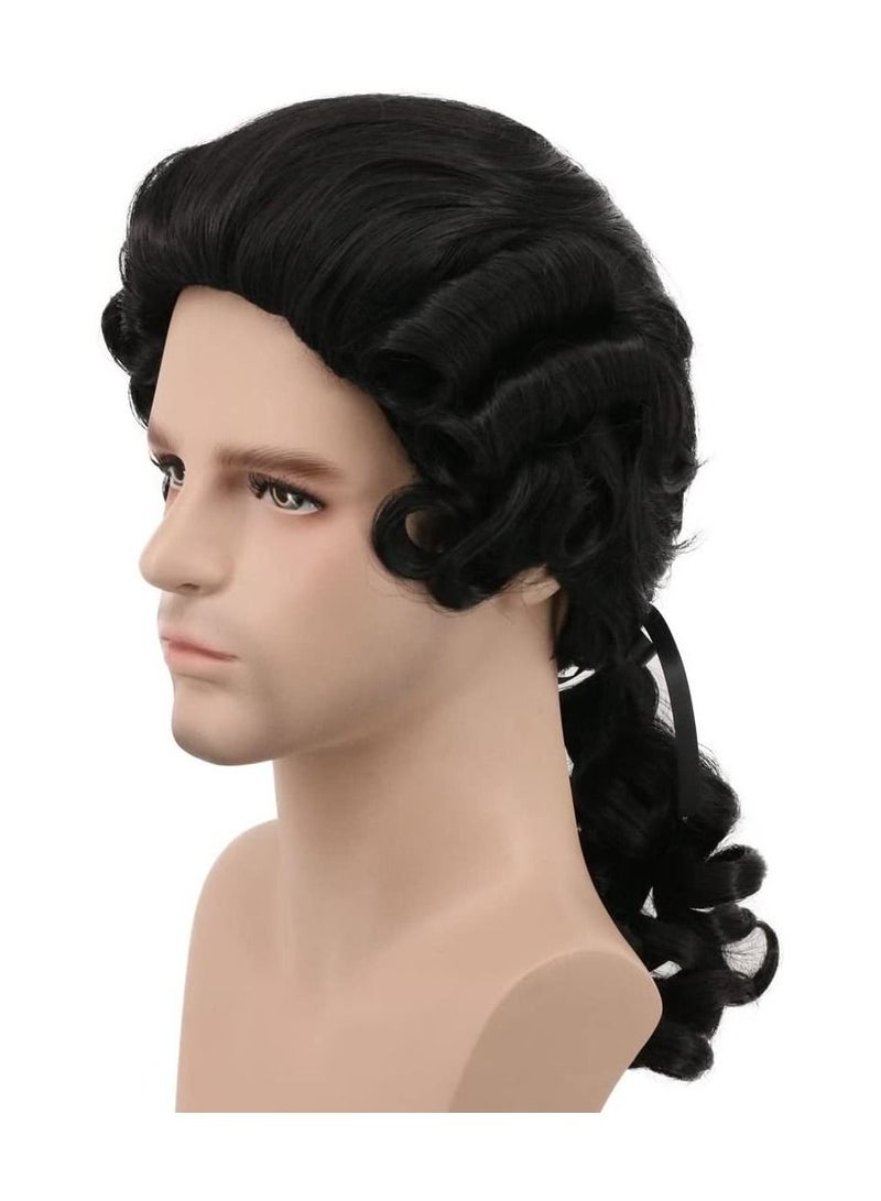 Estelle Colonial Man Long Curly Costume Anime Cosplay Wig Black - Image 1