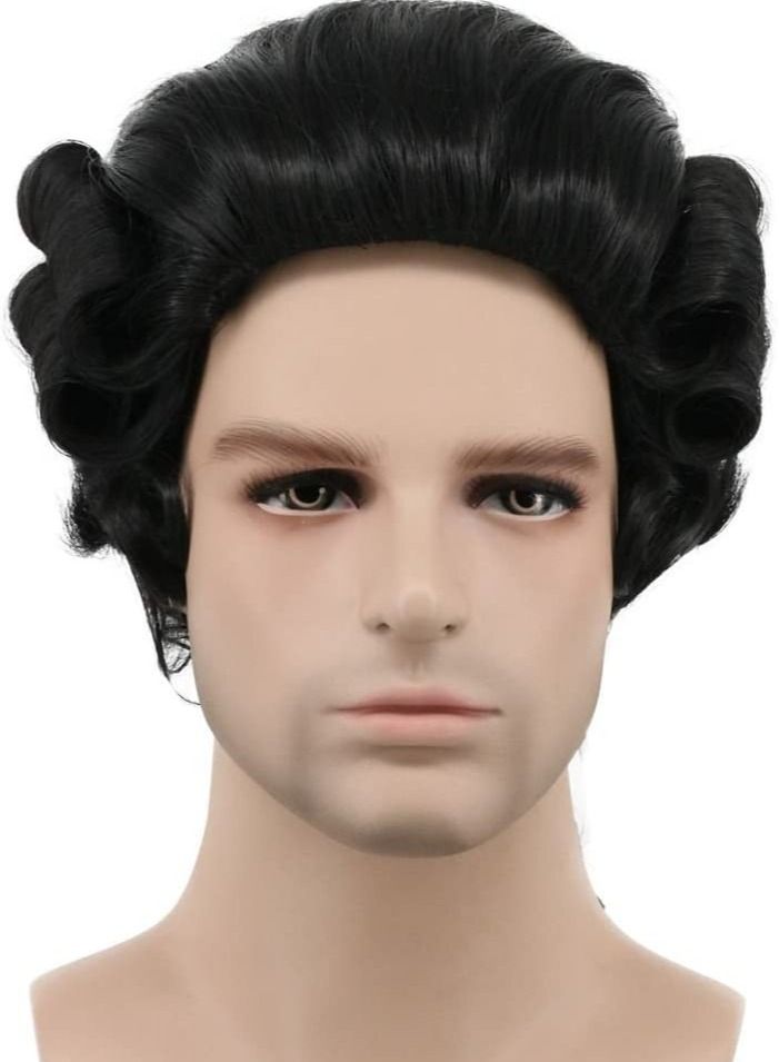 Estelle Colonial Man Long Curly Costume Anime Cosplay Wig Black - Image 2
