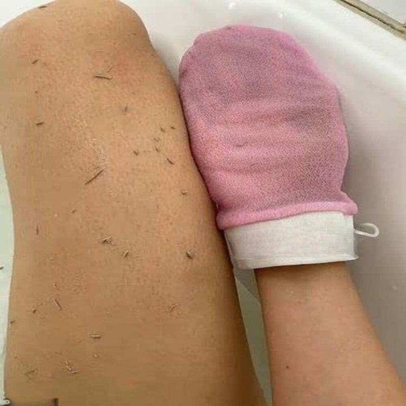 Exfoliating Glove Dead Skin Remover for Smooth Glowing Skin Pink Body Scrubber Mitt for Deep Exfoliation Shower Bath Essential Easy to Use for All Skin Types Pack of 2 - Image 5