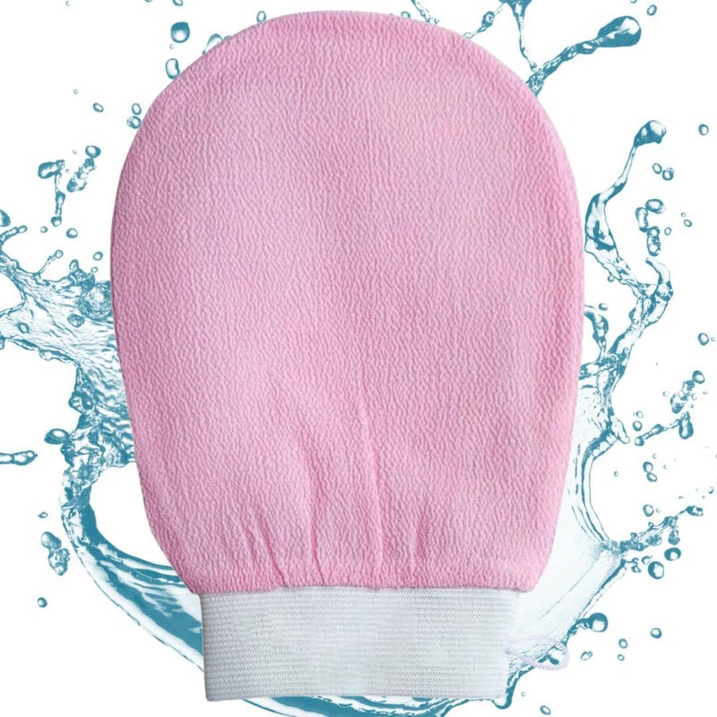 Exfoliating Glove Dead Skin Remover for Smooth Glowing Skin Pink Body Scrubber Mitt for Deep Exfoliation Shower Bath Essential Easy to Use for All Skin Types Pack of 2 - Image 1