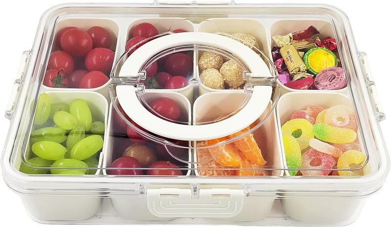 KocelFir Snack Box Container, Divided Serving Tray with Lid and Handle Snackle Box Container, Snack Organizer for Adults Fruit, Veggie, Perfect for Party, Entertaining - Image 1