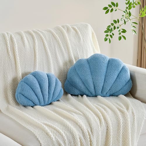 CANGHI Shell Pillow Seashell Decorative Pillow Cream Beachy Coastal Shell Shaped Throw Pillows 13x10 Inch Soft Ocean Beach Sea Shell Plush Pillows Cushion for Bed Couch Living Sofa Room Decor - Image 2