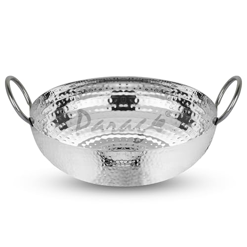 Parage 1 Pieces Stainless Steel Hammered Kadhai 2 LTR with Heavy Bottom for Kitchen/Utensils for Cooking, Deep Frying | Gas Stove Friendly Cookware (Silver) - Image 1