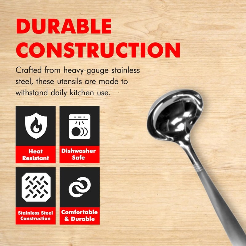 Chef Craft 11.5 Inch Stainless Steel Ladle with Brush Finished Handle - Image 2