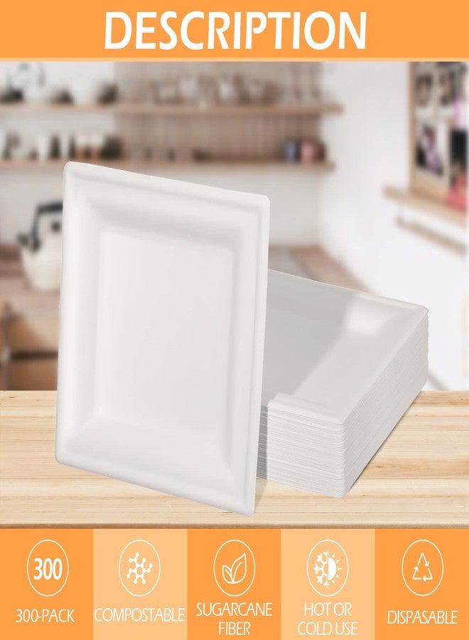Hotop,200 Pack Square Compostable Disposable Plates Appetizer White Biodegradable Dessert Plate Small Paper Plastic Plate for Wedding Reception Party Dinner Cake Restaurant Supplies (300 Pack, 6 Inch) - Image 4