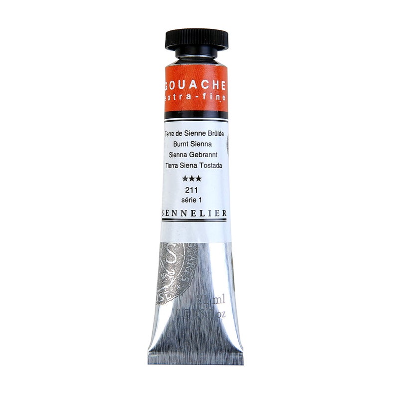 Sennelier Extra Fine Gouache 21ml S1 Burnt Sienna |Ideal for Watercolor Paper, Mixed Media Pads, Primed Canvas with Gouache Brushes, Watercolor Tools, Inks, and Pencils - Image 4