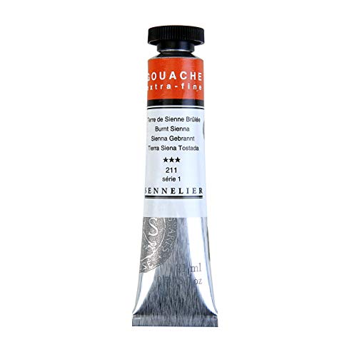 Sennelier Extra Fine Gouache 21ml S1 Burnt Sienna |Ideal for Watercolor Paper, Mixed Media Pads, Primed Canvas with Gouache Brushes, Watercolor Tools, Inks, and Pencils - Image 1