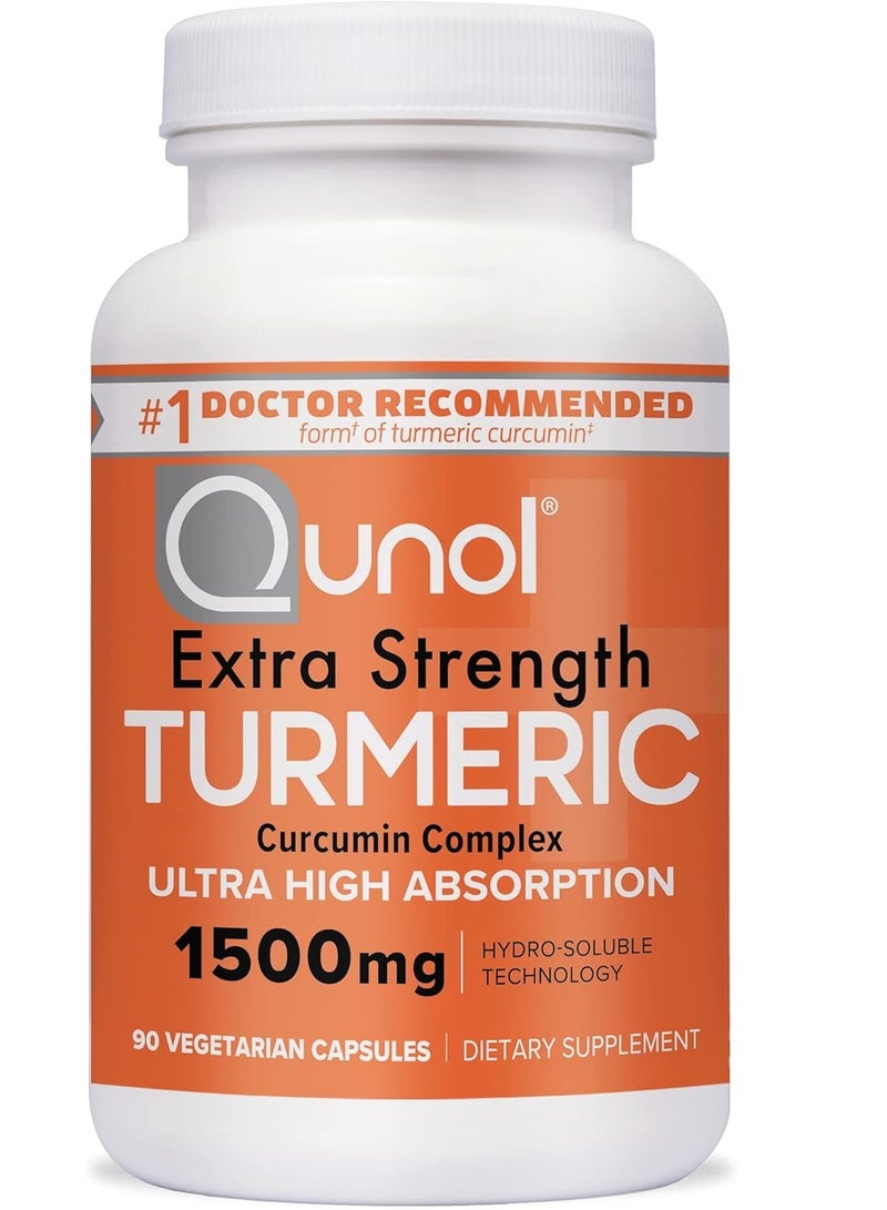 Qunol Turmeric Curcumin Capsules, 1500mg Extra Strength Supplement 90 Capsules 30 Servings - Image 1