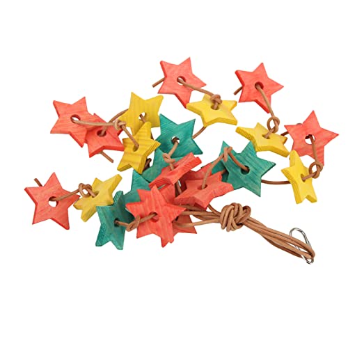 Shanrya Parrot Wooden Bite Toy Bite Reducing Stress Wood Star Bird Chew Toy for Cockatiel for Parakeet for Bird Exercise Color - Image 1