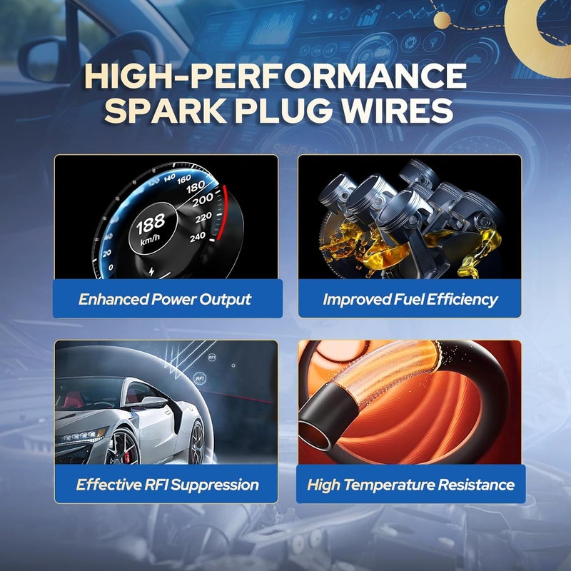 ENA Red Spark Plug Wire Set for Cadillac Chevrolet GMC - Image 5