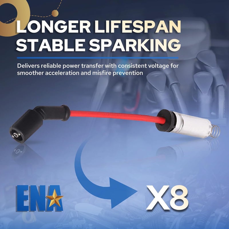 ENA Red Spark Plug Wire Set for Cadillac Chevrolet GMC - Image 4