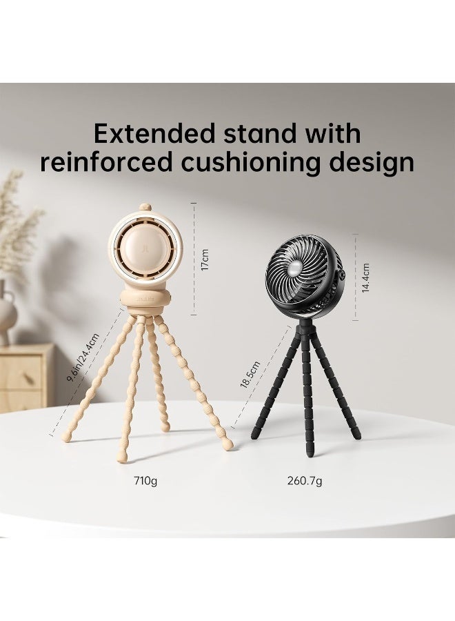 JISULIFE Stroller Fan Baby Large, Safe Bladeless for Crib, Desk, Portable Battery Rechargeable Cooling Fan with Air Turbo Tech, Night Light, Food-Grade Gift for Mom/Dad/Friend - Brown - Image 5