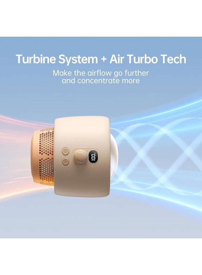 JISULIFE Stroller Fan Baby Large, Safe Bladeless for Crib, Desk, Portable Battery Rechargeable Cooling Fan with Air Turbo Tech, Night Light, Food-Grade Gift for Mom/Dad/Friend - Brown - Image 2