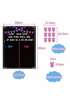 Y&D Baby Gender Reveal Board, Party Supplies Kit with Decorations Games Voting Poster Board Stickers, Chalkboard Design  - Image 5