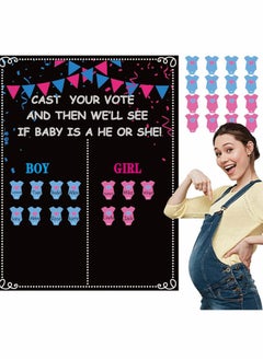 Y&D Baby Gender Reveal Board, Party Supplies Kit with Decorations Games Voting Poster Board Stickers, Chalkboard Design  - Image 2