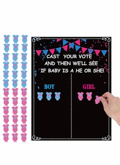 Y&D Baby Gender Reveal Board, Party Supplies Kit with Decorations Games Voting Poster Board Stickers, Chalkboard Design  - Image 1