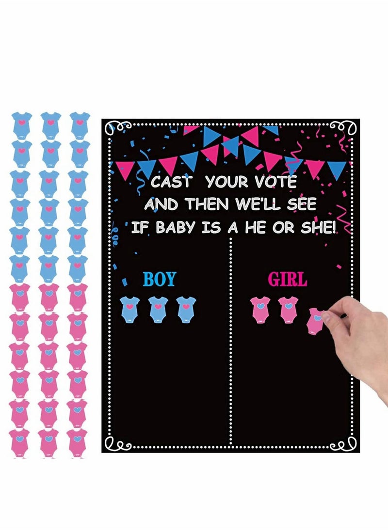 Y&D Baby Gender Reveal Board, Party Supplies Kit with Decorations Games Voting Poster Board Stickers, Chalkboard Design  - Image 1