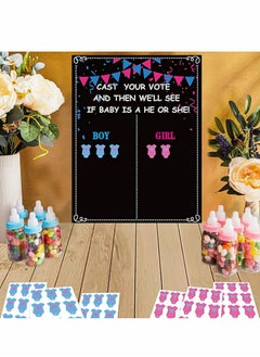 Y&D Baby Gender Reveal Board, Party Supplies Kit with Decorations Games Voting Poster Board Stickers, Chalkboard Design  - Image 3