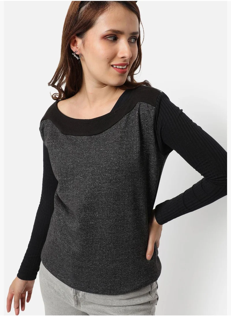 Campus Sutra Women's Solid Regular Fit Sweatshirt For Winter Wear