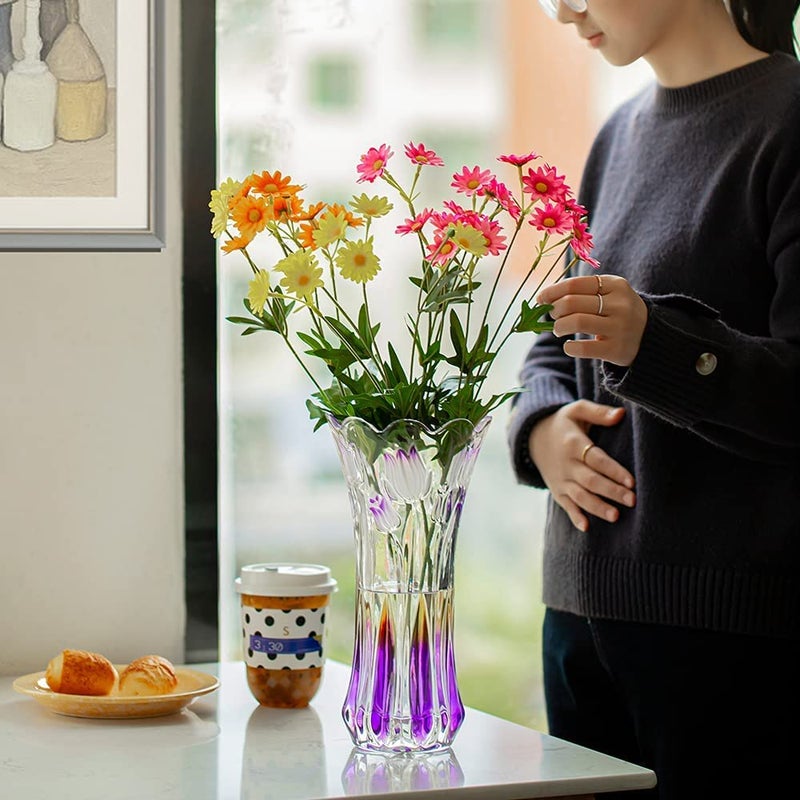 BRUSHFINCH Glass Vase for Home Decor Center Table Bedroom Living Room and Office Decoration Pack of 1 Clear Luster Glass Vase Decorative vase for Home Office Desk Etc - Image 5