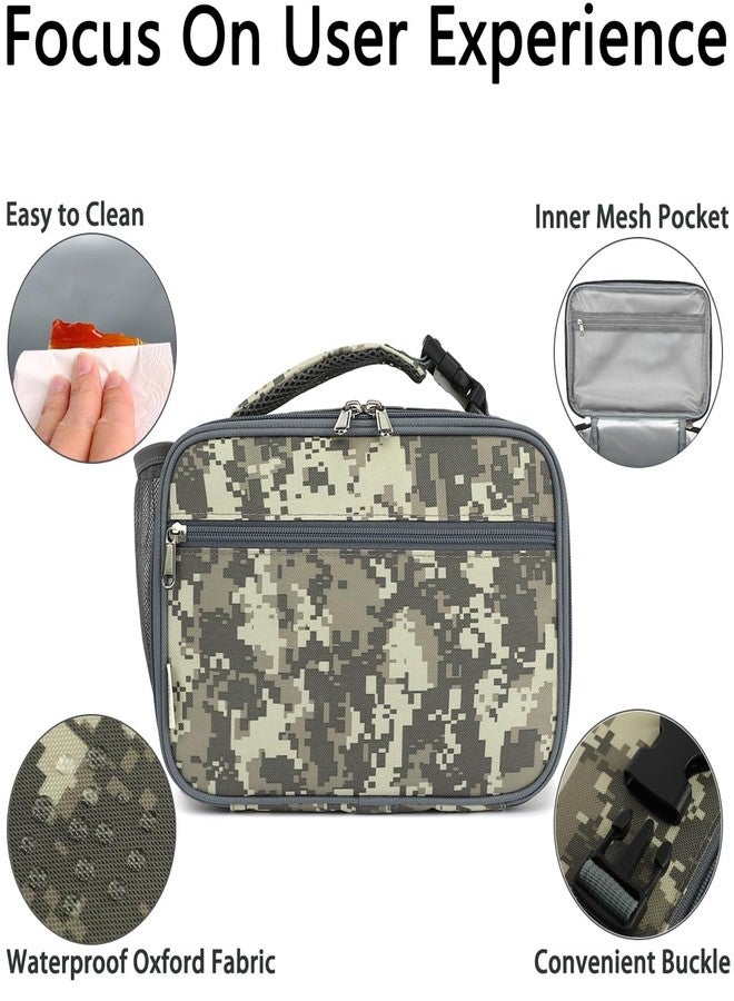 GYEUKHAM Insulated Lunch Box for School, Thermal Reusable Durable Freezable Lunch Bags for Kids Boys Girls Men Women - Small Soft Cooler Portable Lunch Tote Kit for Work Picnic Travel,Grey Camo - Image 4