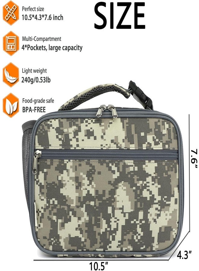 GYEUKHAM Insulated Lunch Box for School, Thermal Reusable Durable Freezable Lunch Bags for Kids Boys Girls Men Women - Small Soft Cooler Portable Lunch Tote Kit for Work Picnic Travel,Grey Camo - Image 3