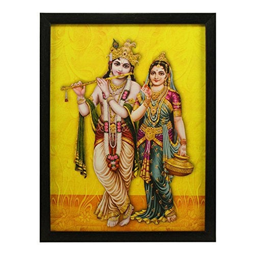 Indianara 3 PC Set of Radha Krishna Paintings (1059) Without Glass 5.2 X 12.5, 9.5 X 12.5, 5.2 X 12.5 inch - Image 3