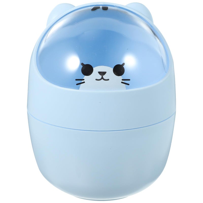 Blue Bear Shaped Mini Desktop Trash Bin With Lid For Office Home Desk - Image 2