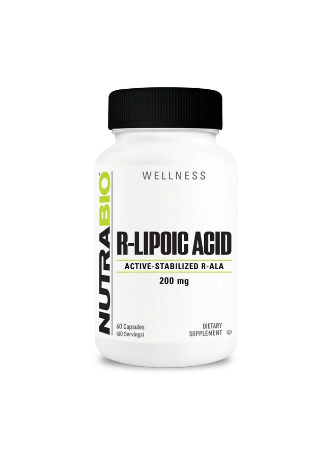 NutraBio مكمل حمض R-ليبوئيك من نوترا بايو، 200 ملغ - مكمل R-ALA النشط المستقر - صيغة حمض ألفا ليبويك المحسّنة لامتصاص أفضل لدعم الصحة والعافية - 60 كبسولة - Image 1