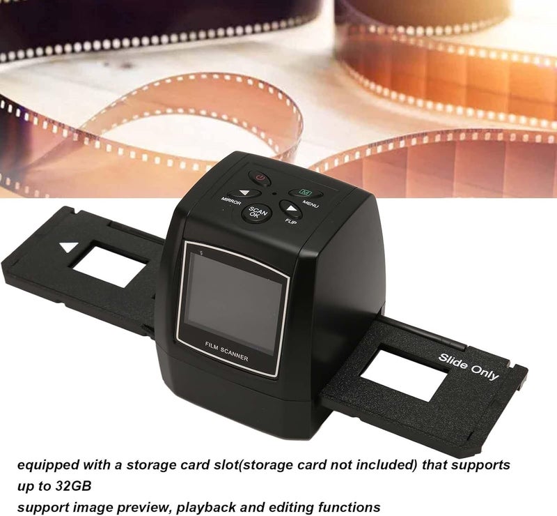 2.36in TFT LCD Film Scanner, 5MP CMOS Sensor for 35mm/135mm Slides, Negatives Photos, with Brightness Adjustment, Preview, Playback Editing Functions, Supports up to 32GB Storage - Image 2