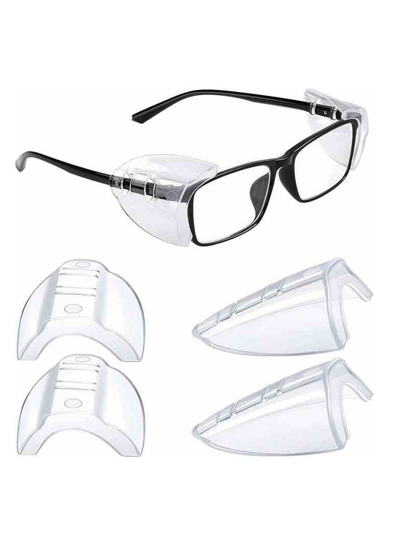 2 Pairs Eye Glasses Side Shields, Flexible Slip on Side Shields for Safety Glasses Fits Small to Large Eyeglasses - Image 1