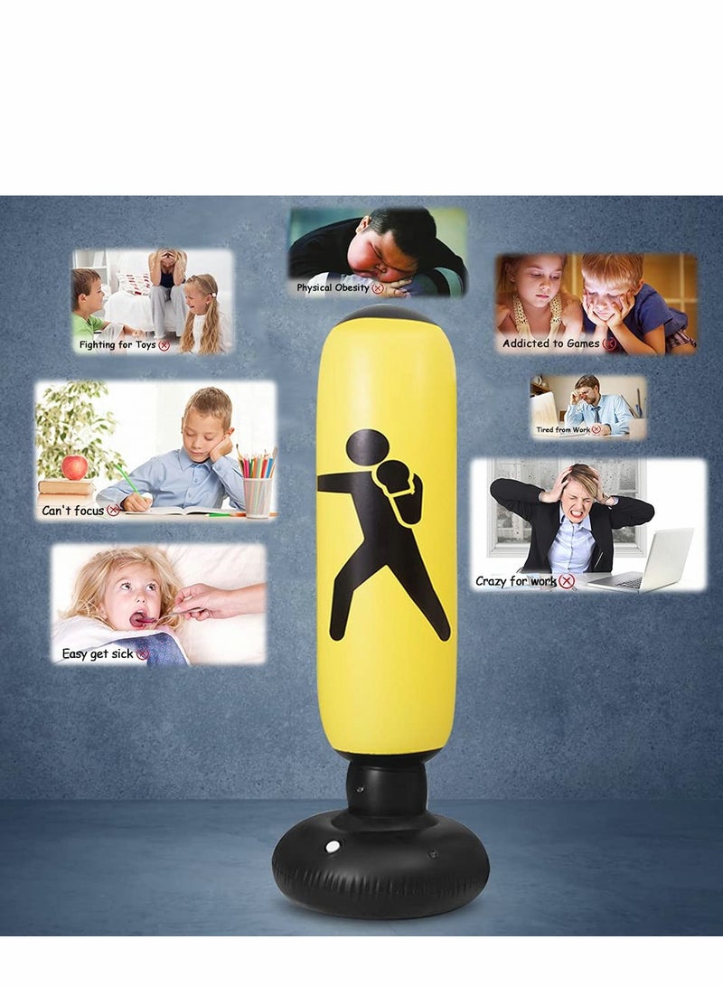 Excefore Punching Bag for Kidsand Adults with Stand, Inflatable Boxing 63”Freestanding Karate, Home Practice Immediate Bounce-Back to Release Stress - Image 4