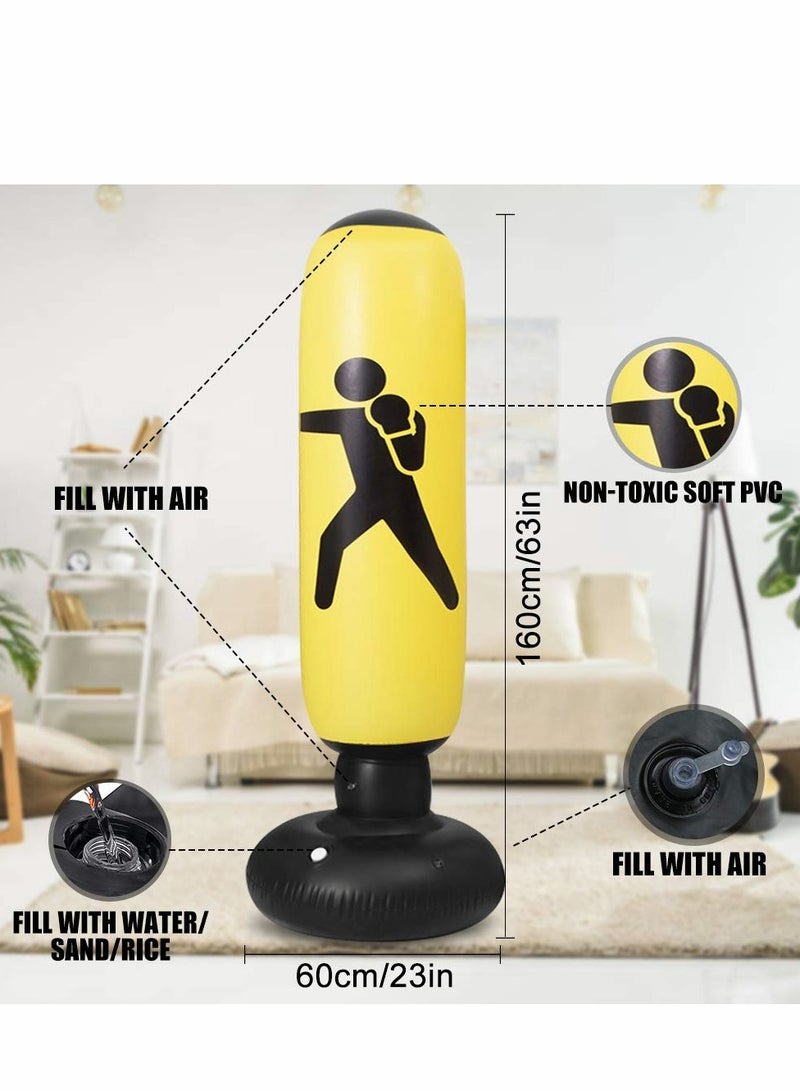 Excefore Punching Bag for Kidsand Adults with Stand, Inflatable Boxing 63”Freestanding Karate, Home Practice Immediate Bounce-Back to Release Stress - Image 2
